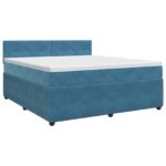 vidaXL Posteľ boxspring s matracom Tmavomodrá 160 x 200 cm Zamat