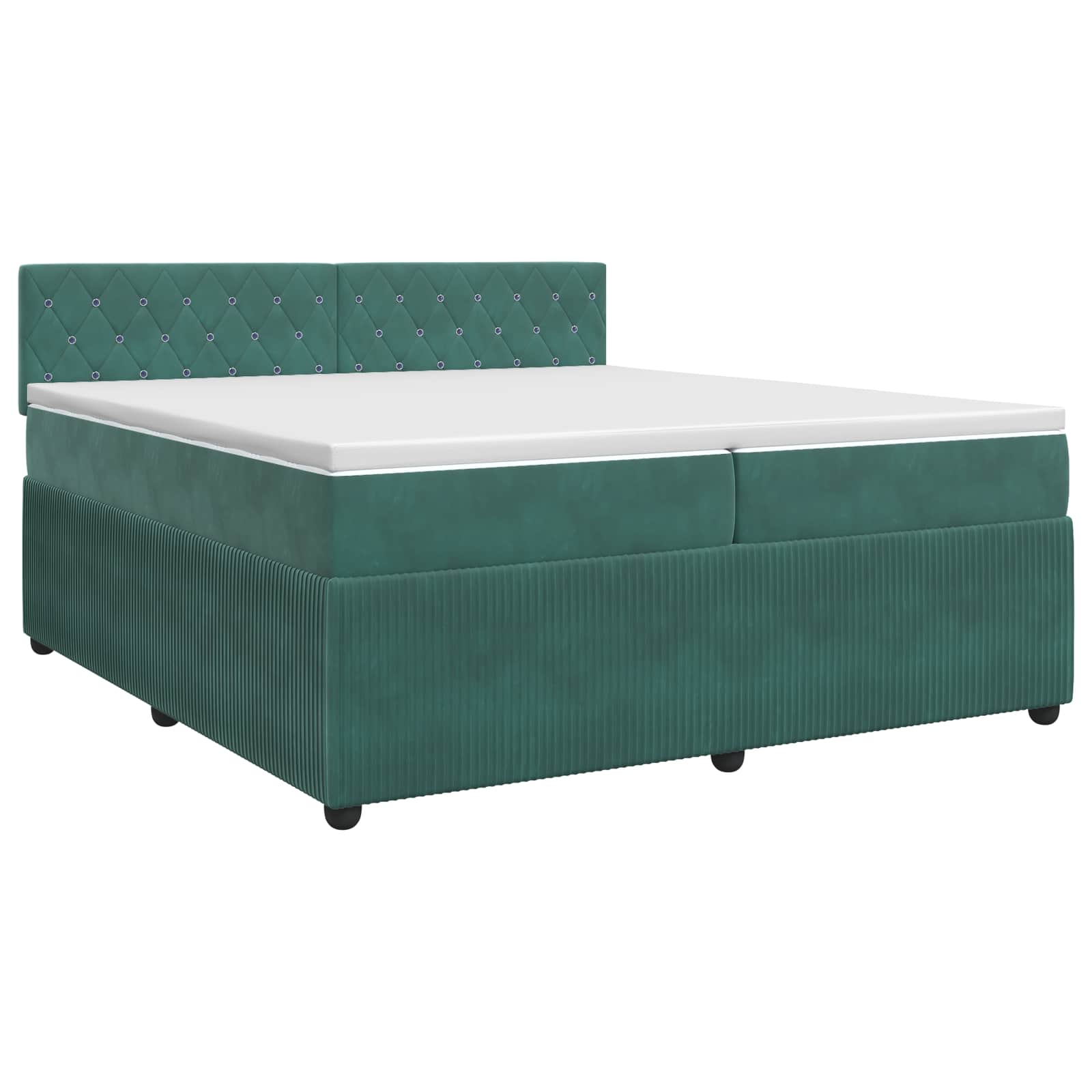 3451742_1.jpg vidaXL Posteľ boxspring s matracom Tmavozelená 200 x 200 cm Zamat – Obrázok 1