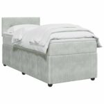 vidaXL Posteľ boxspring s matracom Svetlosivá 90 x 190 cm Zamat – Obrázok 2