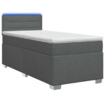 vidaXL Posteľ s boxspringom a matracom a LED Tmavosivá 80 x 200 cm