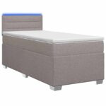 vidaXL Posteľ s boxspringom a matracom a LED Sivohnedá 80 x 200 cm