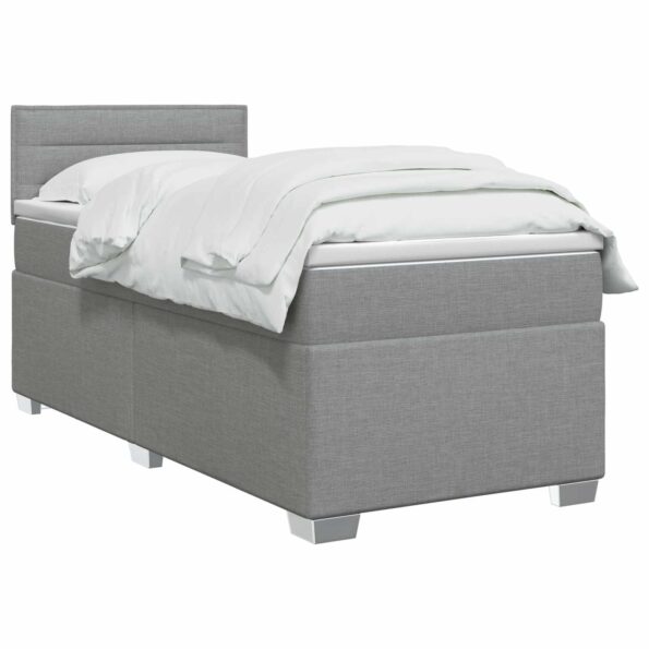 vidaXL Posteľ s boxspringom a matracom a LED Svetlosivá 90 x 190 cm – Obrázok 2