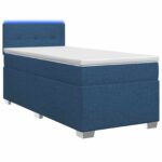 vidaXL Posteľ s boxspringom a matracom a LED Modrá 90 x 190 cm Látka