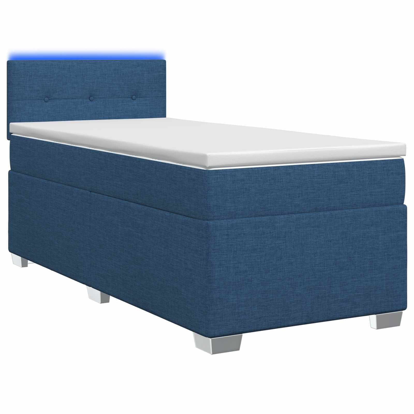 3451839_1.jpg vidaXL Posteľ s boxspringom a matracom a LED Modrá 90 x 190 cm Látka – Obrázok 1
