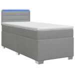 vidaXL Posteľ s boxspringom a matracom a LED Svetlosivá 90 x 200 cm