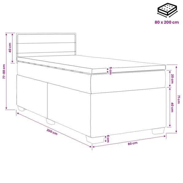 vidaXL Posteľ s boxspringom a matracom a LED Čierna 90 x 200 cm Látka – Obrázok 11