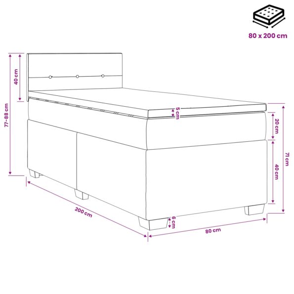 vidaXL Posteľ s boxspringom a matracom a LED Modrá 90 x 200 cm Látka – Obrázok 11