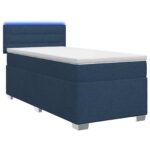 vidaXL Posteľ s boxspringom a matracom a LED Modrá 100 x 200 cm Látka