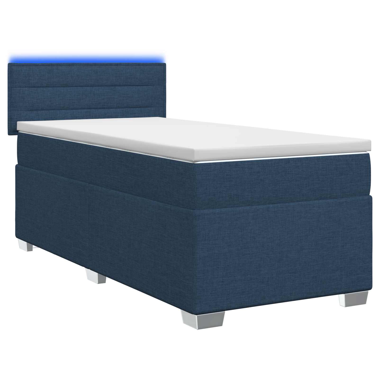 3451874_1.jpg vidaXL Posteľ s boxspringom a matracom a LED Modrá 100 x 200 cm Látka – Obrázok 1