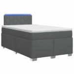 vidaXL Posteľ s boxspringom a matracom a LED Tmavosivá 120 x 200 cm