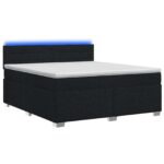 vidaXL Posteľ s boxspringom a matracom a LED Čierna 140 x 190 cm Látka