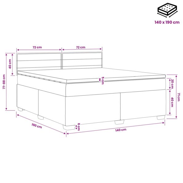 vidaXL Posteľ s boxspringom a matracom a LED Sivohnedá 140 x 190 cm – Obrázok 11