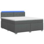 vidaXL Posteľ s boxspringom a matracom a LED Tmavosivá 140 x 190 cm
