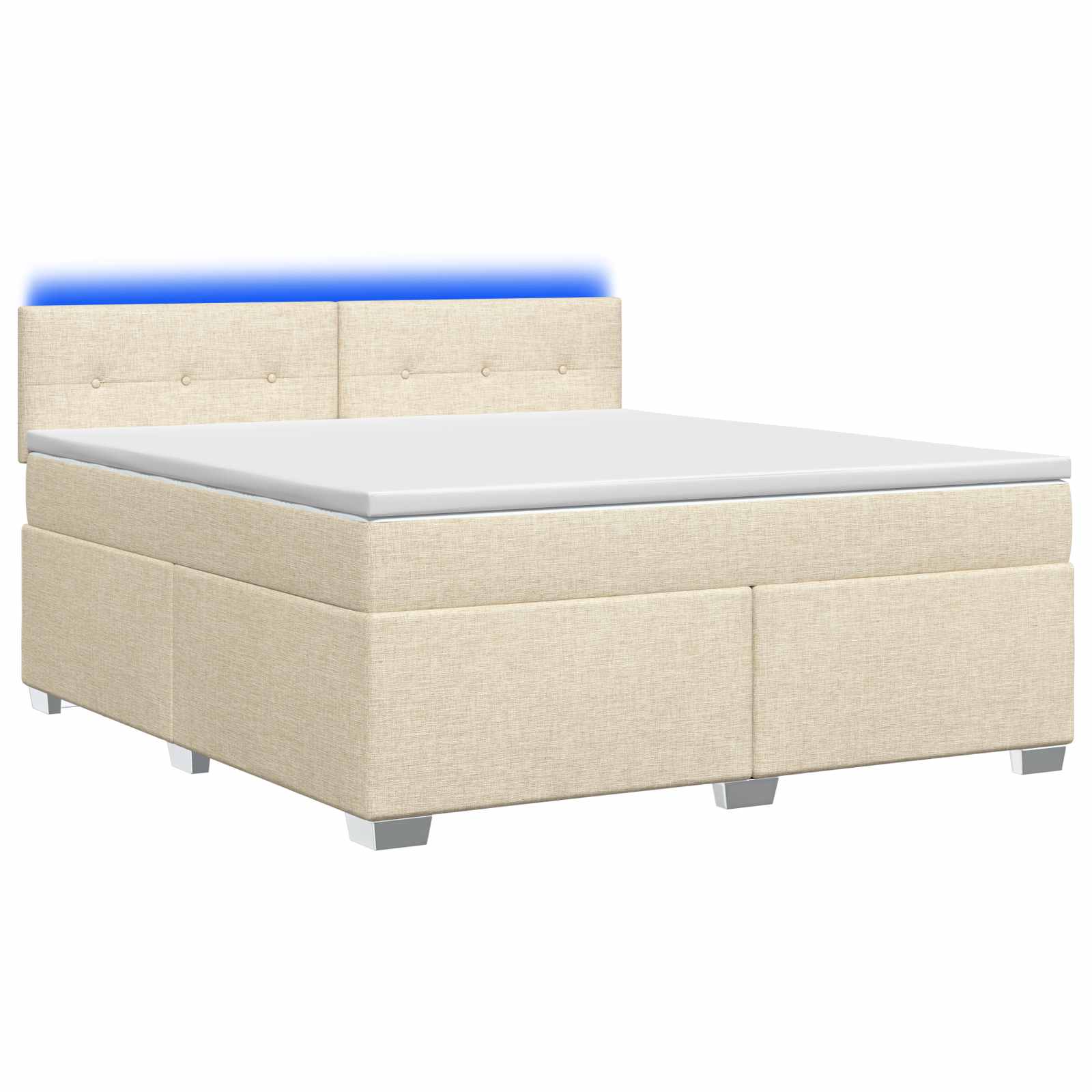 3451943_1.jpg vidaXL Posteľ s boxspringom a matracom a LED Krémová 140 x 190 cm – Obrázok 1