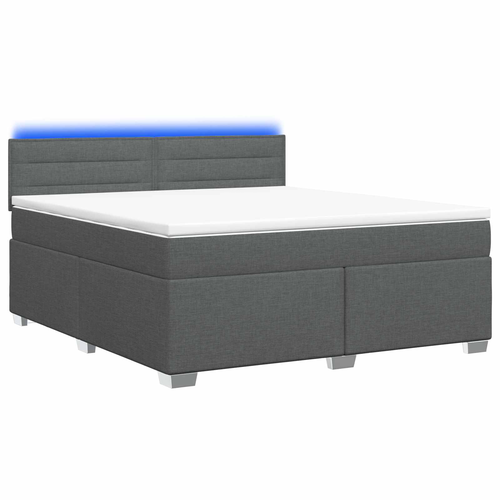 3451953_1.jpg vidaXL Posteľ s boxspringom a matracom a LED Tmavosivá 140 x 200 cm – Obrázok 1