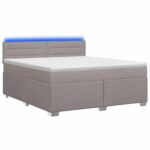 vidaXL Posteľ s boxspringom a matracom a LED Sivohnedá 140 x 200 cm
