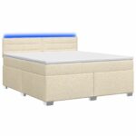 vidaXL Posteľ s boxspringom a matracom a LED Krémová 140 x 200 cm