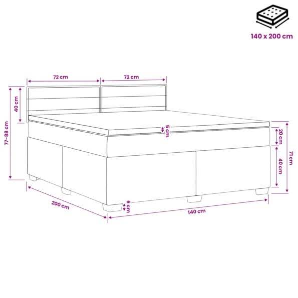 vidaXL Posteľ s boxspringom a matracom a LED Modrá 140 x 200 cm Látka – Obrázok 11
