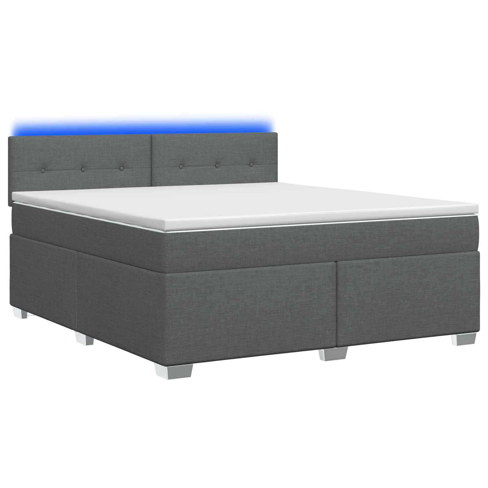 3451960_1.jpg vidaXL Posteľ s boxspringom a matracom a LED Tmavosivá 140 x 200 cm – Obrázok 1