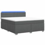 vidaXL Posteľ s boxspringom a matracom a LED Tmavosivá 160 x 200 cm