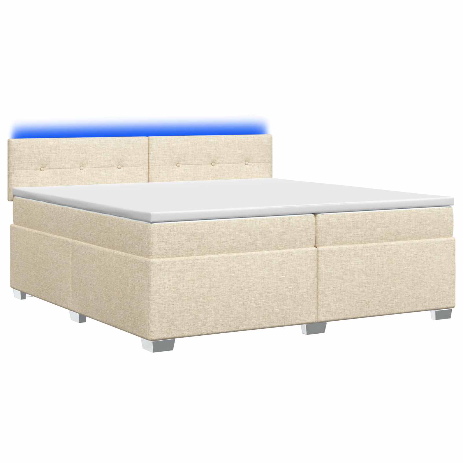 3452027_1.jpg vidaXL Posteľ s boxspringom a matracom a LED Krémová 200 x 200 cm – Obrázok 1