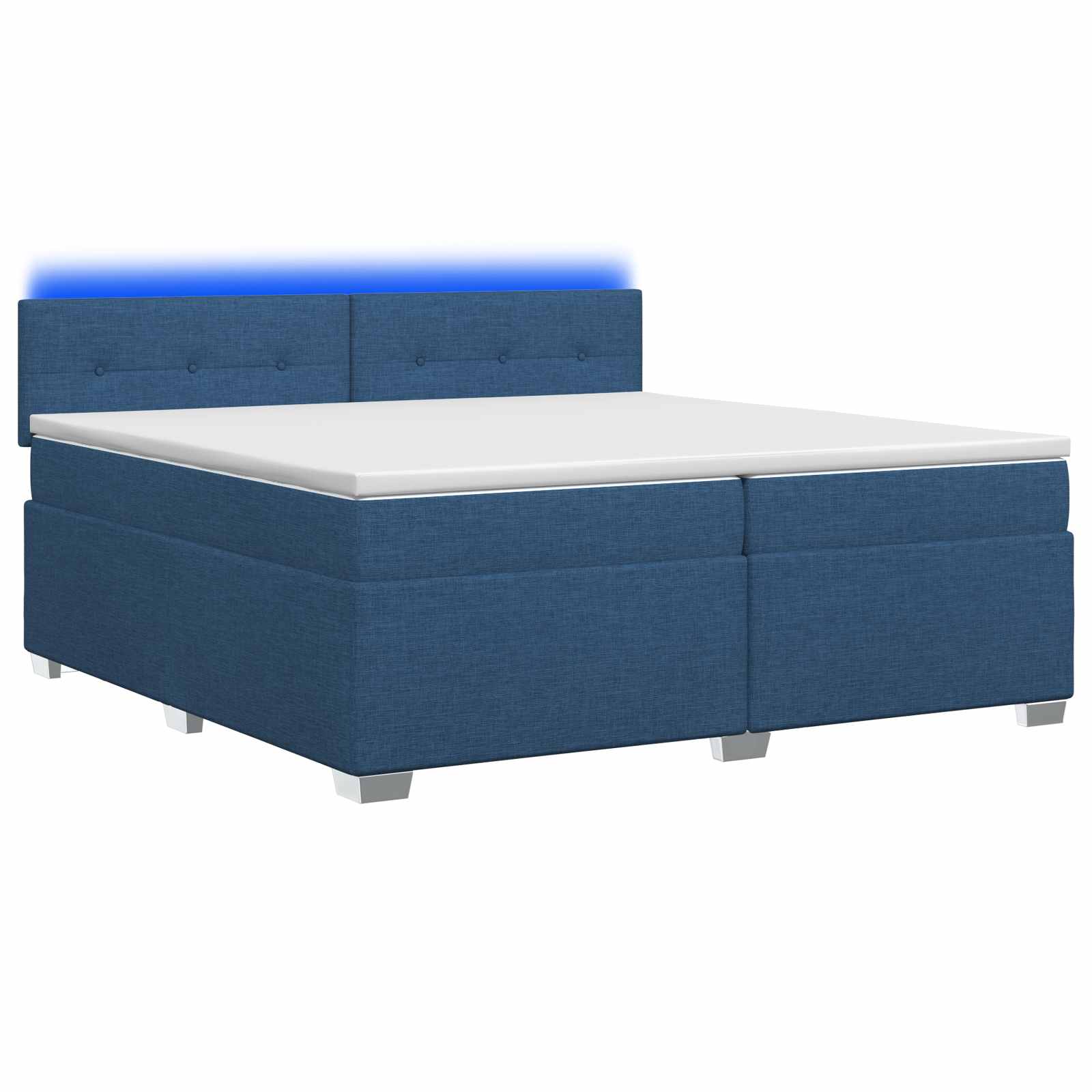 3452028_1.jpg vidaXL Posteľ s boxspringom a matracom a LED Modrá 200 x 200 cm Látka – Obrázok 1
