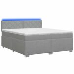 vidaXL Posteľ s boxspringom a matracom a LED Svetlosivá 200 x 200 cm