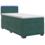 vidaXL Posteľ s boxspringom a matracom a LED Tmavozelená 80 x 200 cm