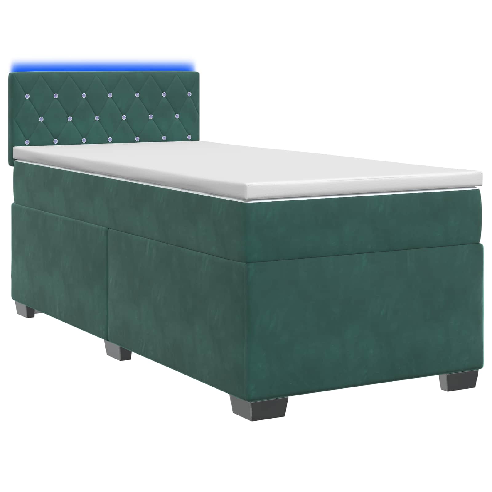 3452063_1.jpg vidaXL Posteľ s boxspringom a matracom a LED Tmavozelená 80 x 200 cm – Obrázok 1