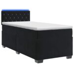 vidaXL Posteľ s boxspringom a matracom a LED Čierna 90 x 190 cm Zamat