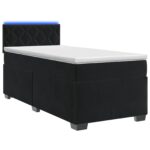 vidaXL Posteľ s boxspringom a matracom a LED Čierna 90 x 190 cm Zamat
