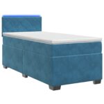 vidaXL Posteľ s boxspringom a matracom a LED Modrá 90 x 190 cm Zamat