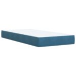 vidaXL Posteľ s boxspringom a matracom a LED Modrá 90 x 190 cm Zamat – Obrázok 5