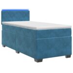 vidaXL Posteľ s boxspringom a matracom a LED Modrá 90 x 200 cm Zamat