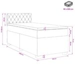 vidaXL Posteľ s boxspringom a matracom a LED Modrá 90 x 200 cm Zamat – Obrázok 11