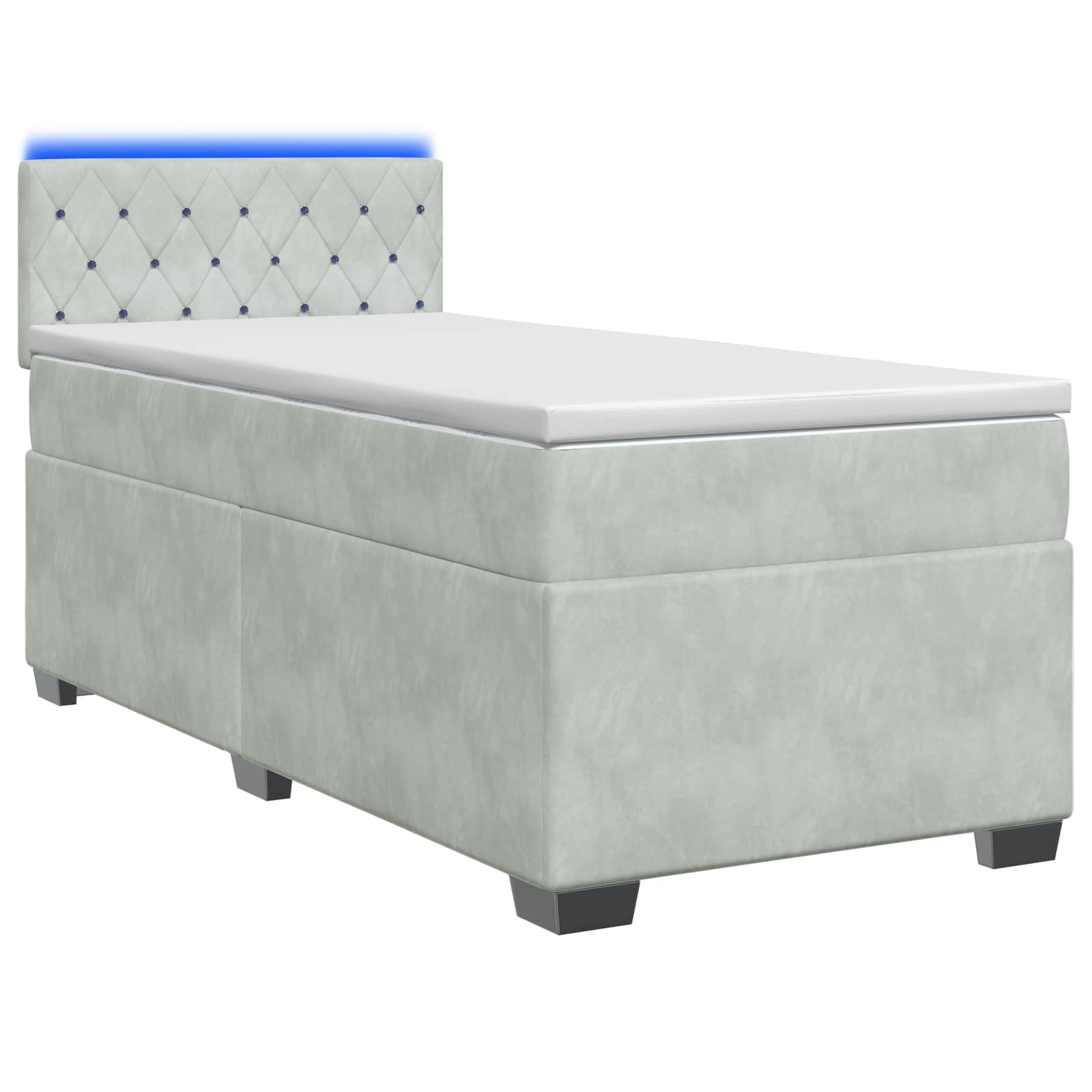 3452114_1.jpg vidaXL Posteľ s boxspringom a matracom a LED Svetlosivá 100 x 200 cm – Obrázok 1