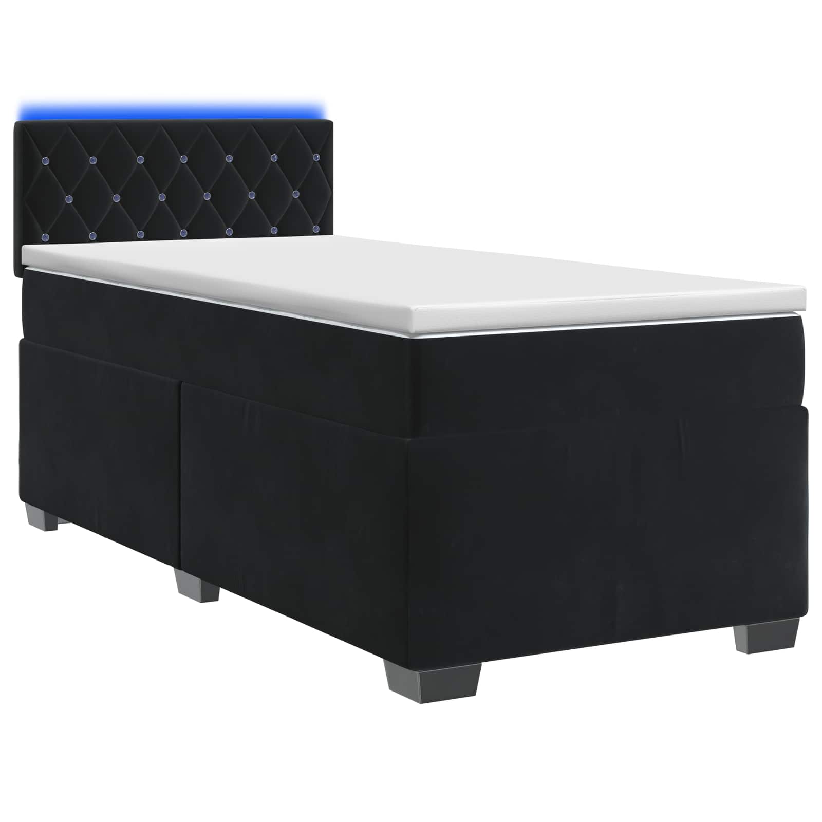 3452116_1.jpg vidaXL Posteľ s boxspringom a matracom a LED Čierna 100 x 200 cm Zamat – Obrázok 1