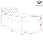 vidaXL Posteľ s boxspringom a matracom a LED Čierna 100 x 200 cm Zamat – Obrázok 11