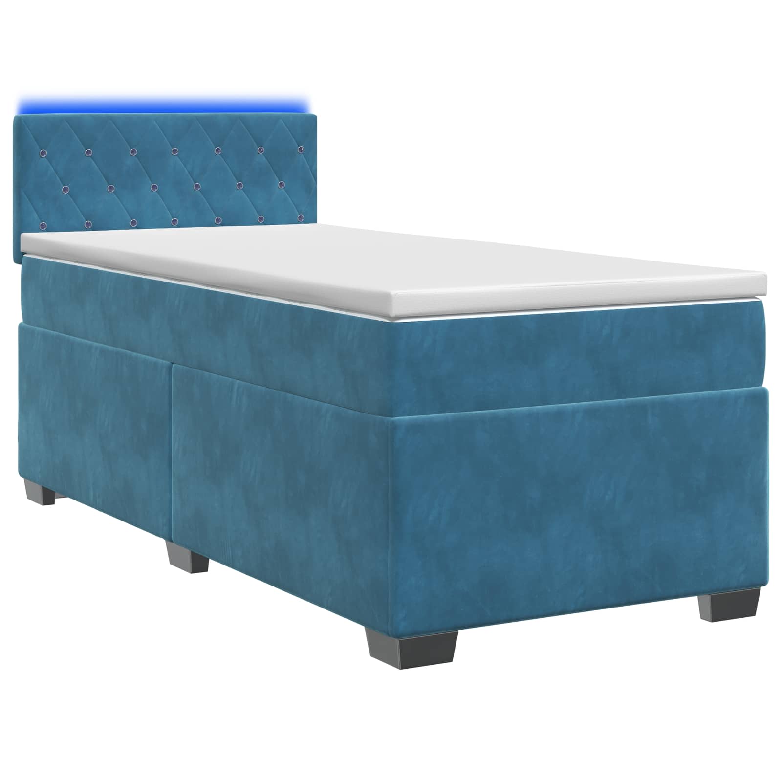 3452118_1.jpg vidaXL Posteľ s boxspringom a matracom a LED Modrá 100 x 200 cm Zamat – Obrázok 1