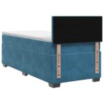vidaXL Posteľ s boxspringom a matracom a LED Modrá 100 x 200 cm Zamat – Obrázok 7