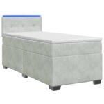 vidaXL Posteľ s boxspringom a matracom a LED Svetlosivá 100 x 200 cm