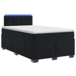 vidaXL Posteľ s boxspringom a matracom a LED Čierna 120 x 190 cm Zamat