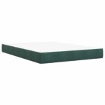 vidaXL Posteľ s boxspringom a matracom a LED Tmavozelená 140 x 190 cm – Obrázok 5