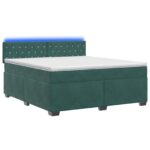 vidaXL Posteľ s boxspringom a matracom a LED Tmavozelená 140 x 200 cm