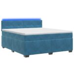 vidaXL Posteľ s boxspringom a matracom a LED Modrá 160 x 200 cm Zamat