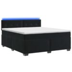 vidaXL Posteľ s boxspringom a matracom a LED Čierna 180 x 200 cm Zamat