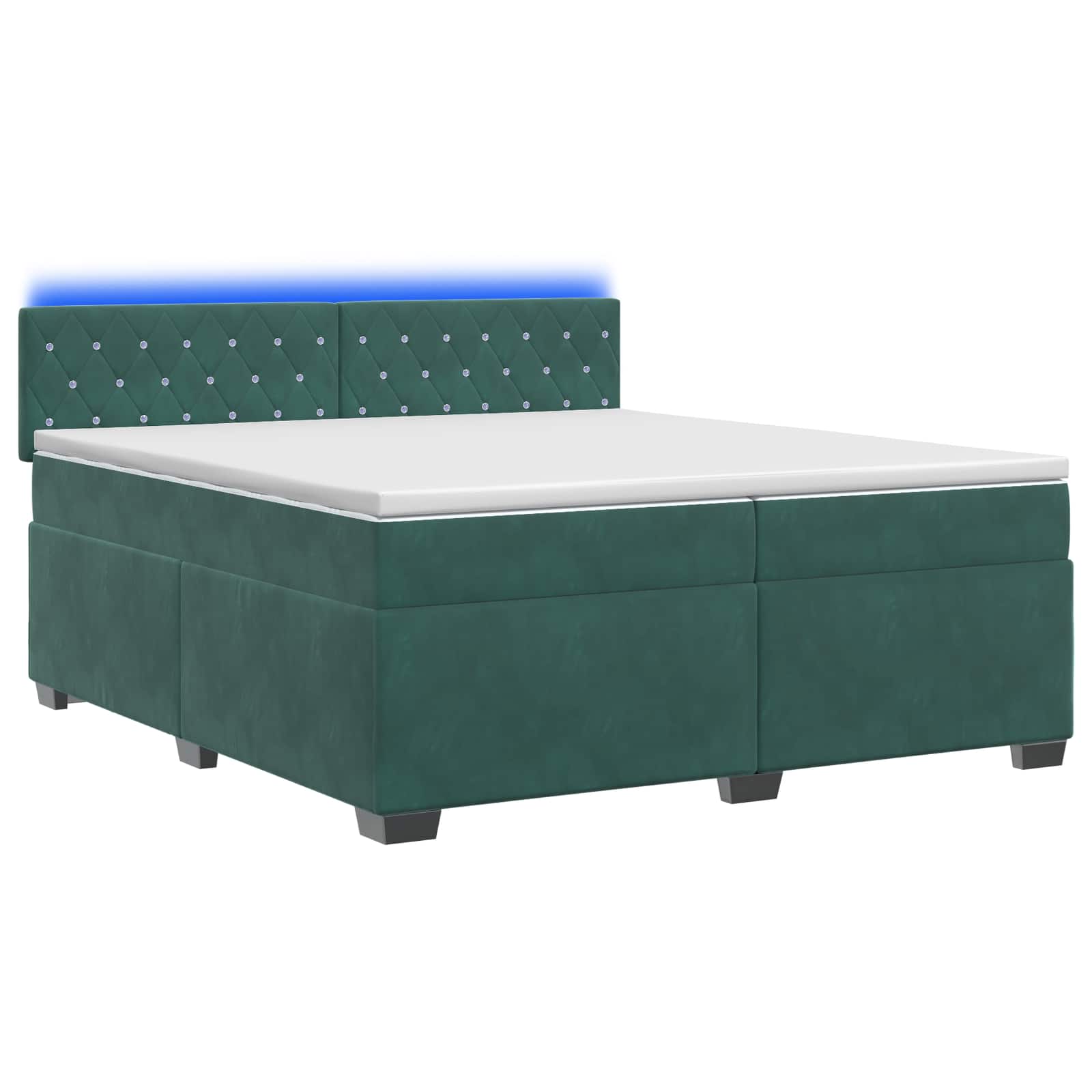 3452243_1.jpg vidaXL Posteľ s boxspringom a matracom a LED Tmavozelená 200 x 200 cm – Obrázok 1