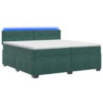 vidaXL Posteľ s boxspringom a matracom a LED Tmavozelená 200 x 200 cm