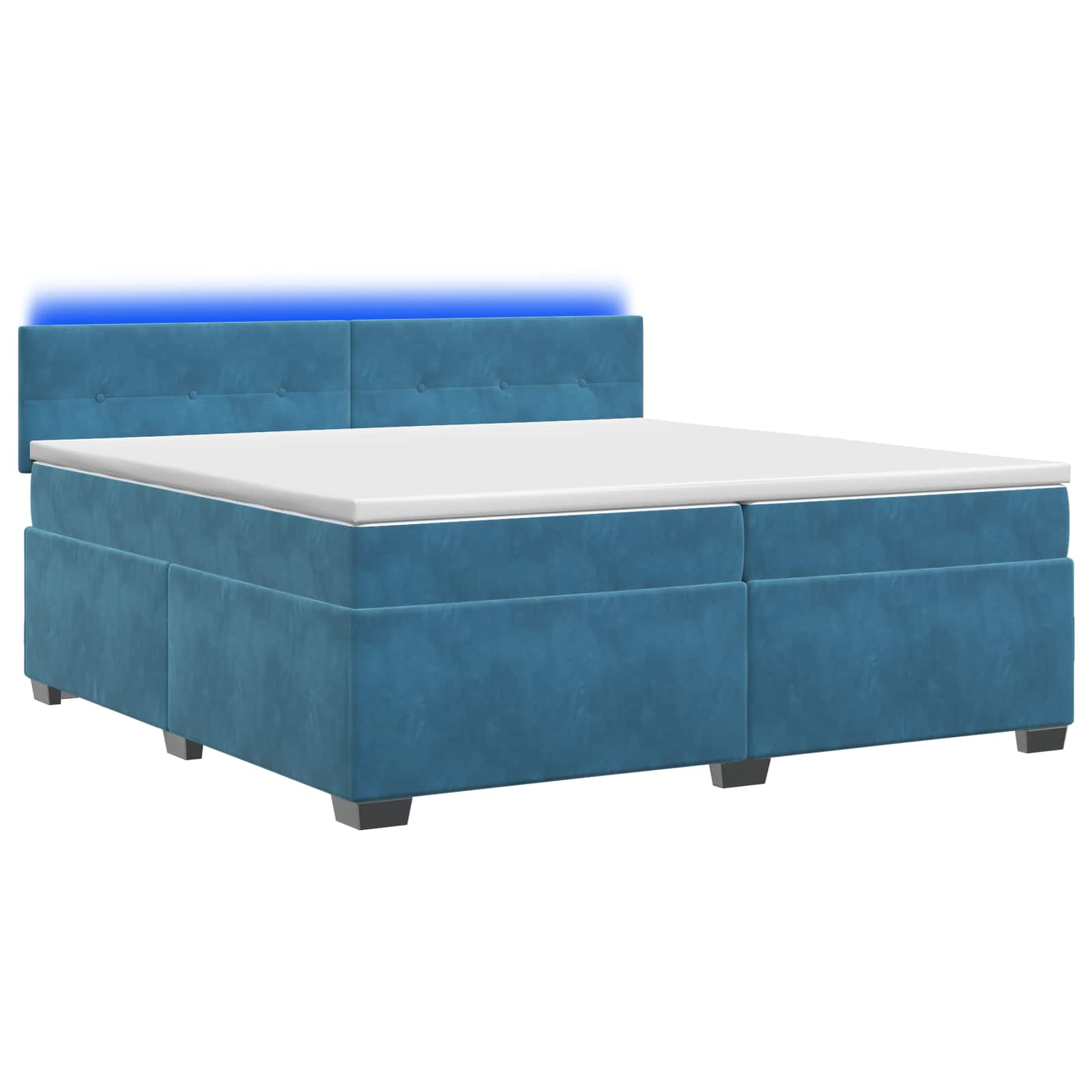 3452250_1.jpg vidaXL Posteľ s boxspringom a matracom a LED Modrá 200 x 200 cm Zamat – Obrázok 1