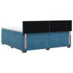 vidaXL Posteľ s boxspringom a matracom a LED Modrá 200 x 200 cm Zamat – Obrázok 7